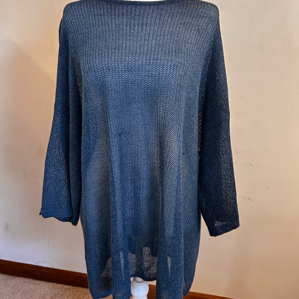 JJill open knit Women's Navy Sweater 2x - Picture 3 of 11